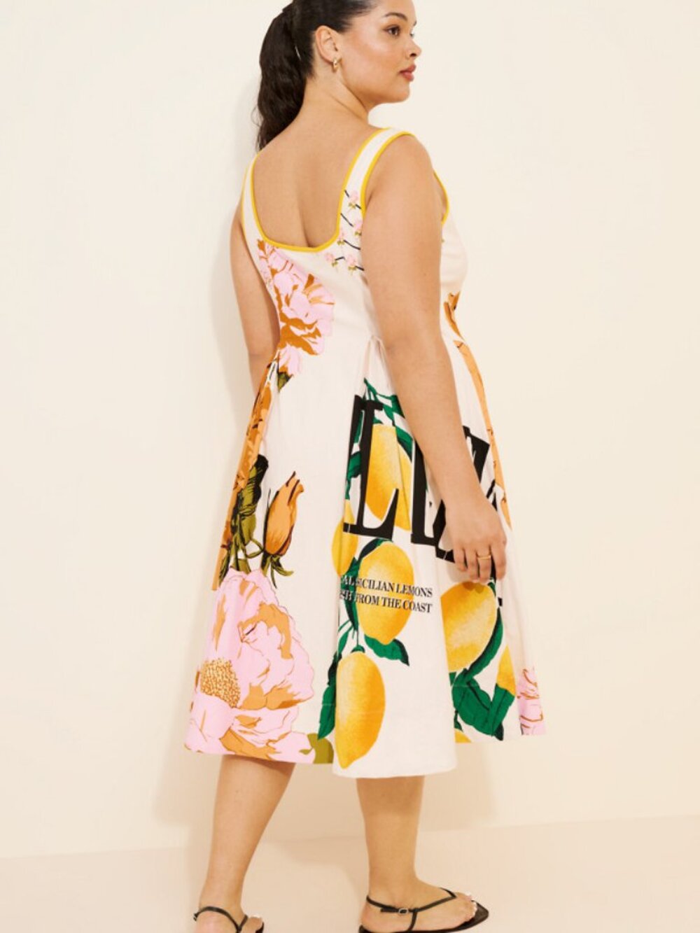 Maeve Sleeveless Notched Square-Neck Midi Dress Ivory - Picture 2 of 6